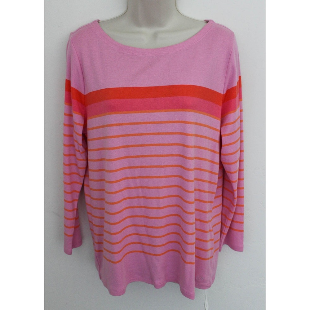 Vineyard Vines Top Womens XL Pink Orange Striped Pullover Long Sleeve Boatneck